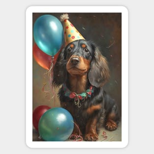 Daschund Dog Birthday Card Sticker